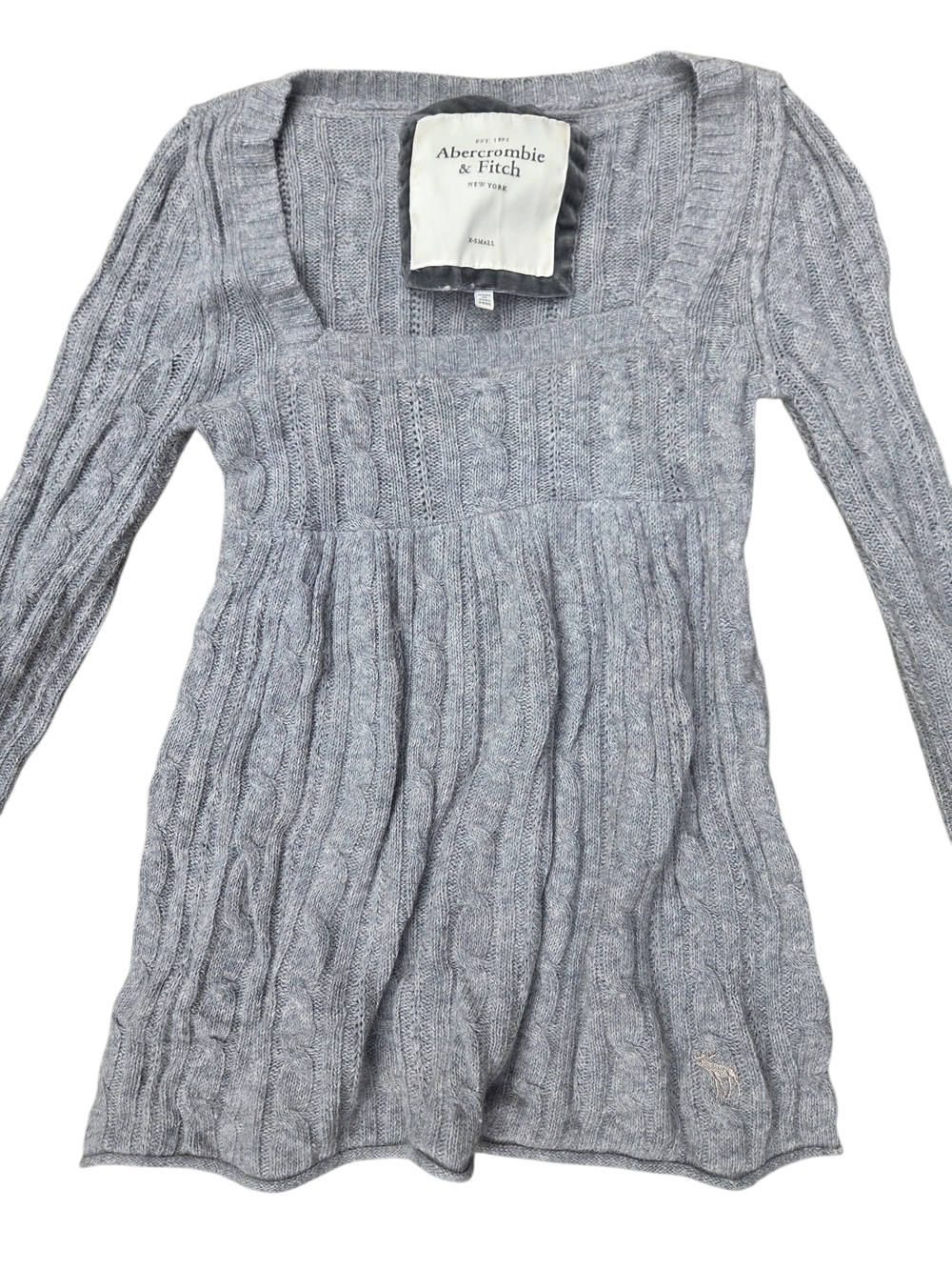 Y2K Abercrombie & Fitch Gray Babydoll Sweater XS. Rabbit Hair Blend.